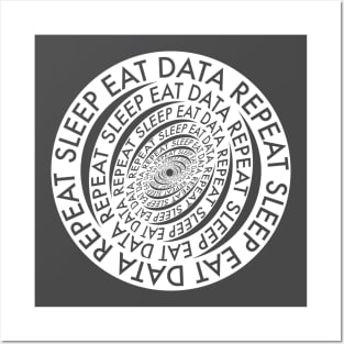 Sleep Eat Data Repeat Circular T-Shirt (light) Posters and Art